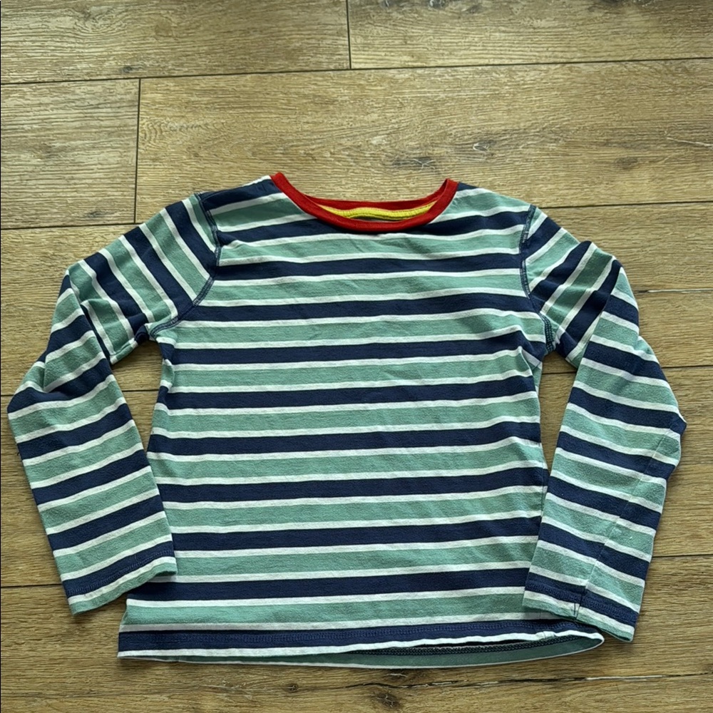 Boden Striped Kids Long Sleeve Shirt -‎ Sage & Navy size 9/10